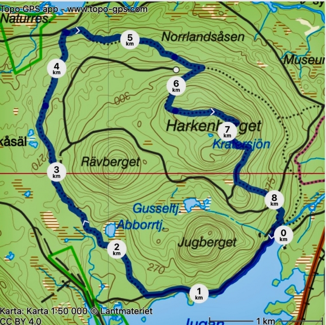 Siljansfors, Abbortjänsstigen - Harkenberg