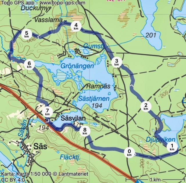 Sästjärn runt 9 km